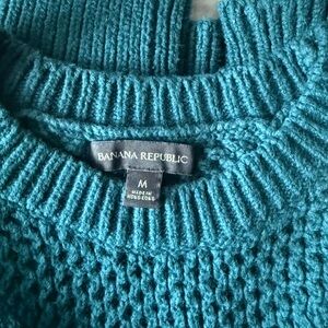 Banana Republic Teal Chunky Knit Crewneck Sweater